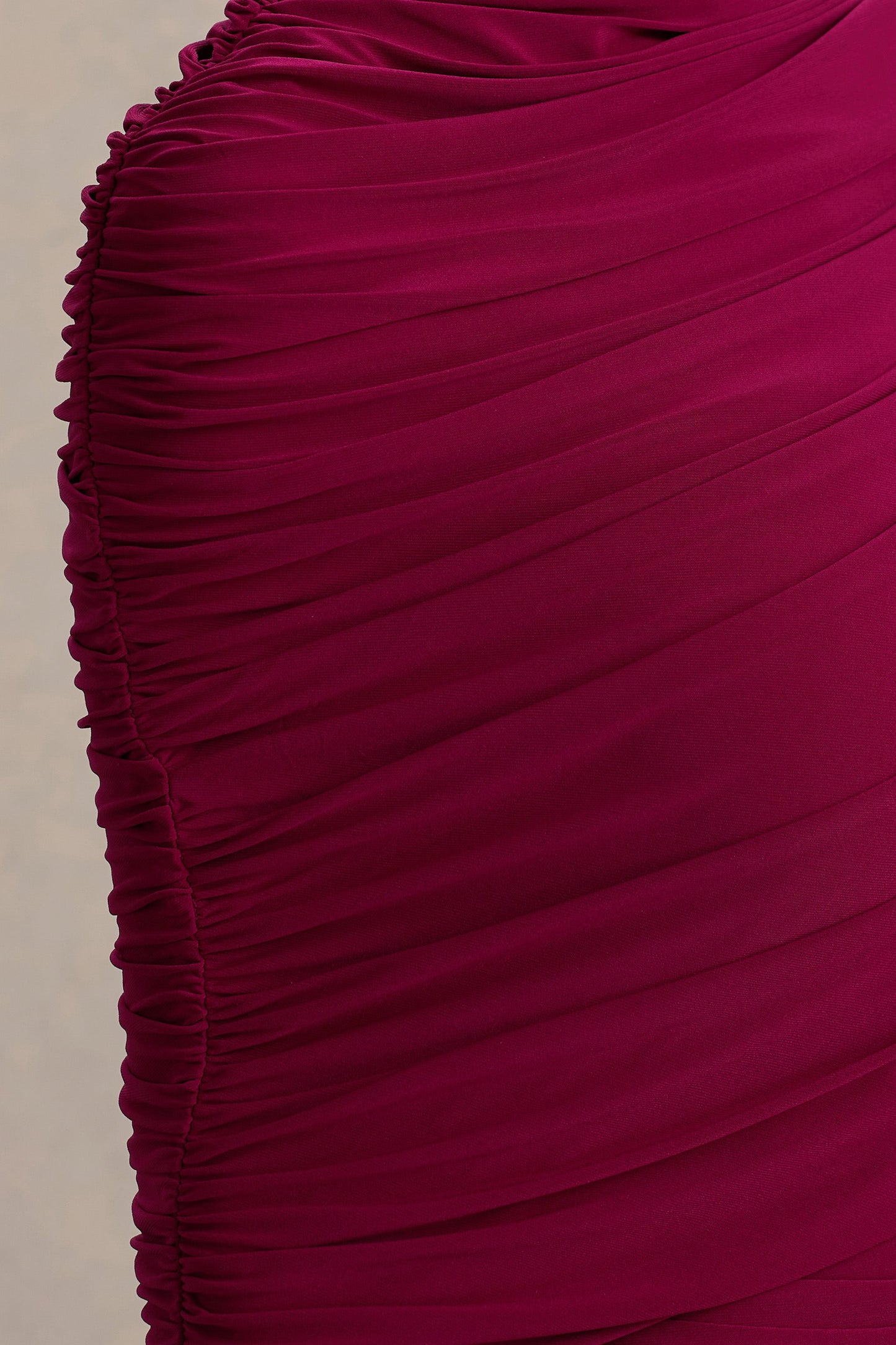 Glitz | Burgundy High-Neck Maxi Dress With Cape Sleeve and Ruched Detailing