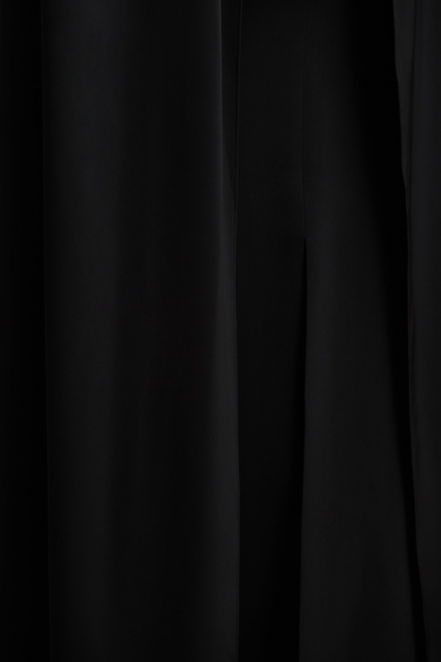 Wren | Black Satin Plunge-Neck Maxi Dress With Cape Sleeves