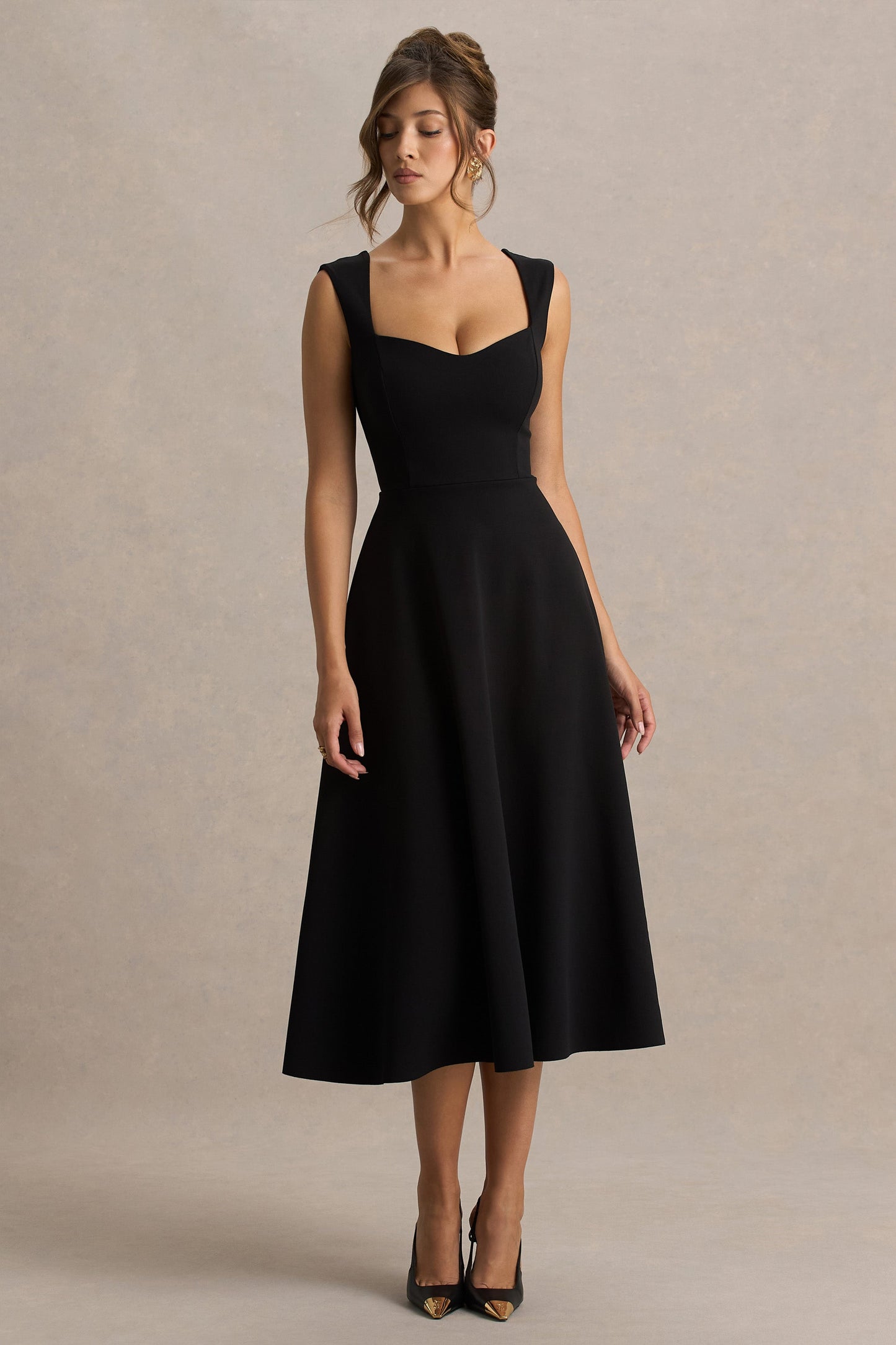 Andromeda | Black Sweetheart Midi Dress