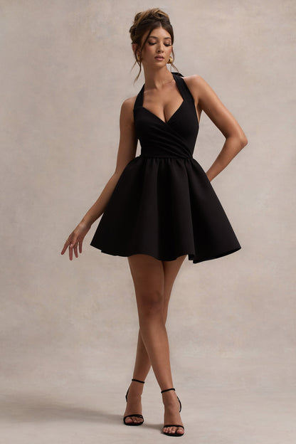 Suvi | Black Halter-Neck Mini Dress
