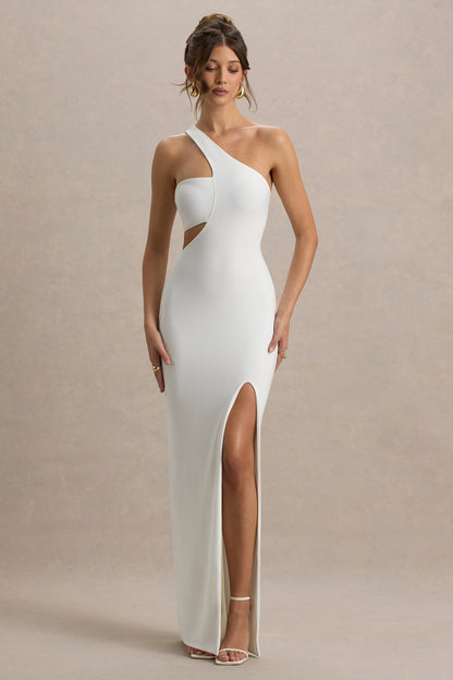 Matiya | White Asymmetric Cut-Out Split Maxi Dress