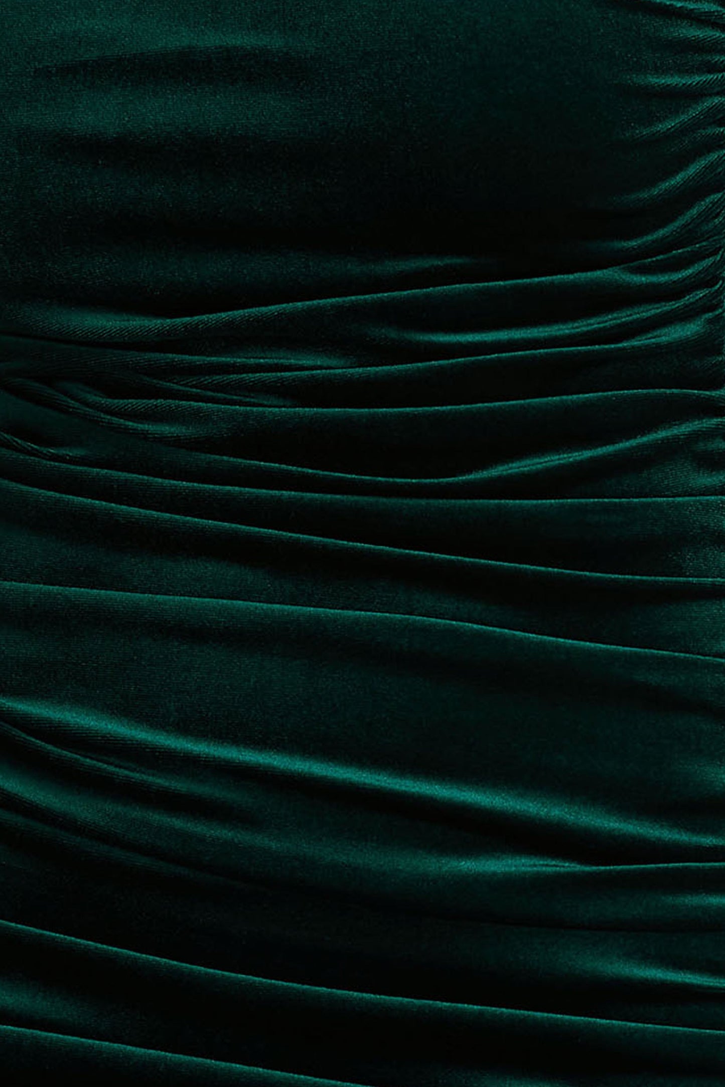 Treat | Bottle Green Velvet Asymmetric-Neck Maxi Dress With Ruched Detailing