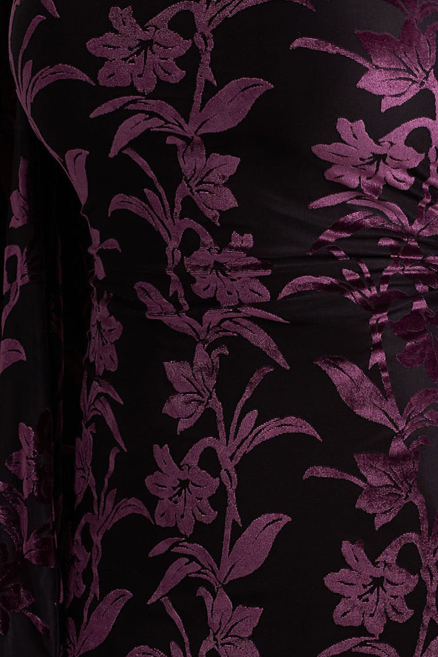 Janet | Black And Burgundy Devore High-Neck Maxi Dress With Cut-Out Details