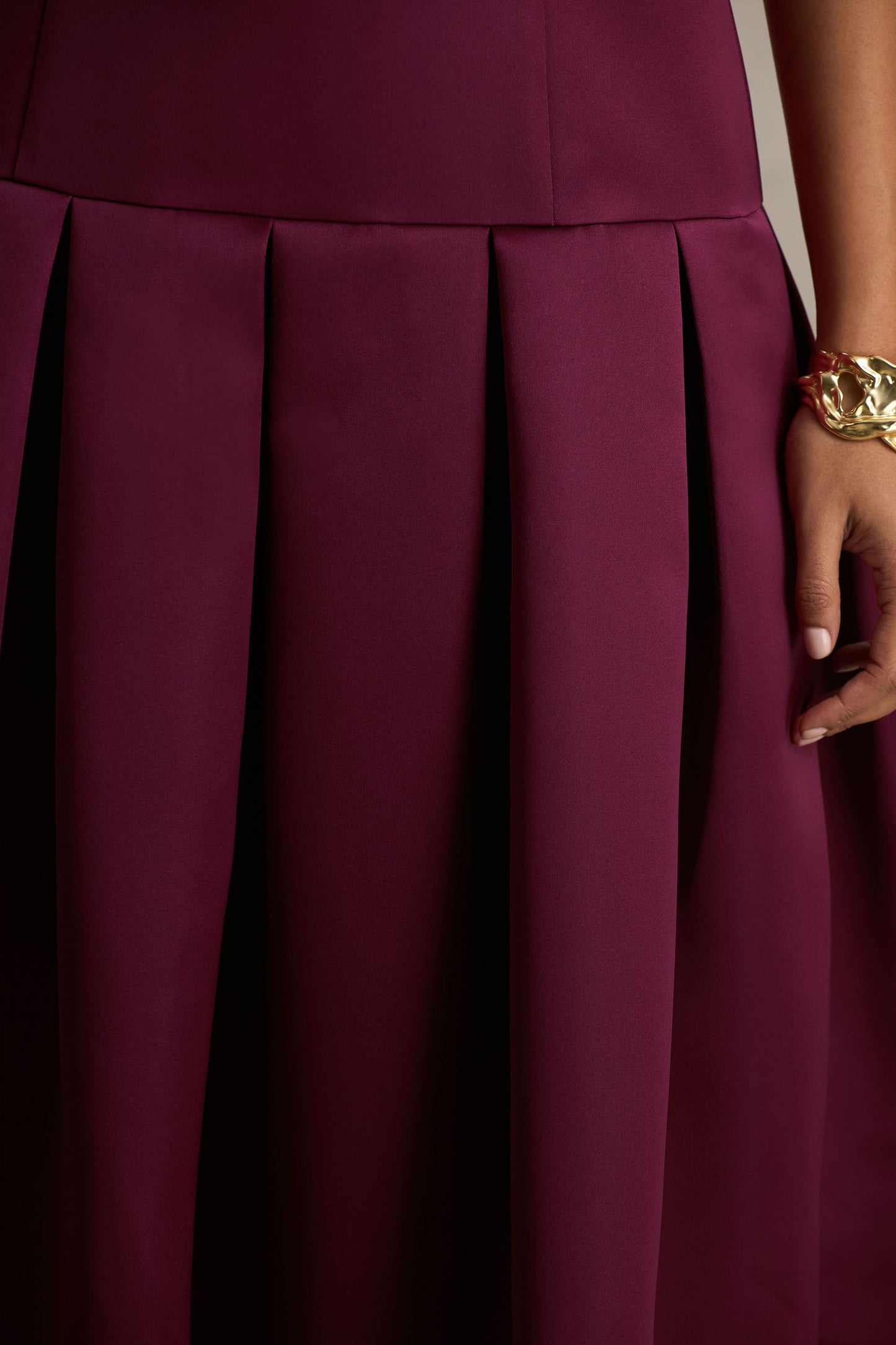 Alberta | Burgundy Satin Midi Dress With Bow Straps