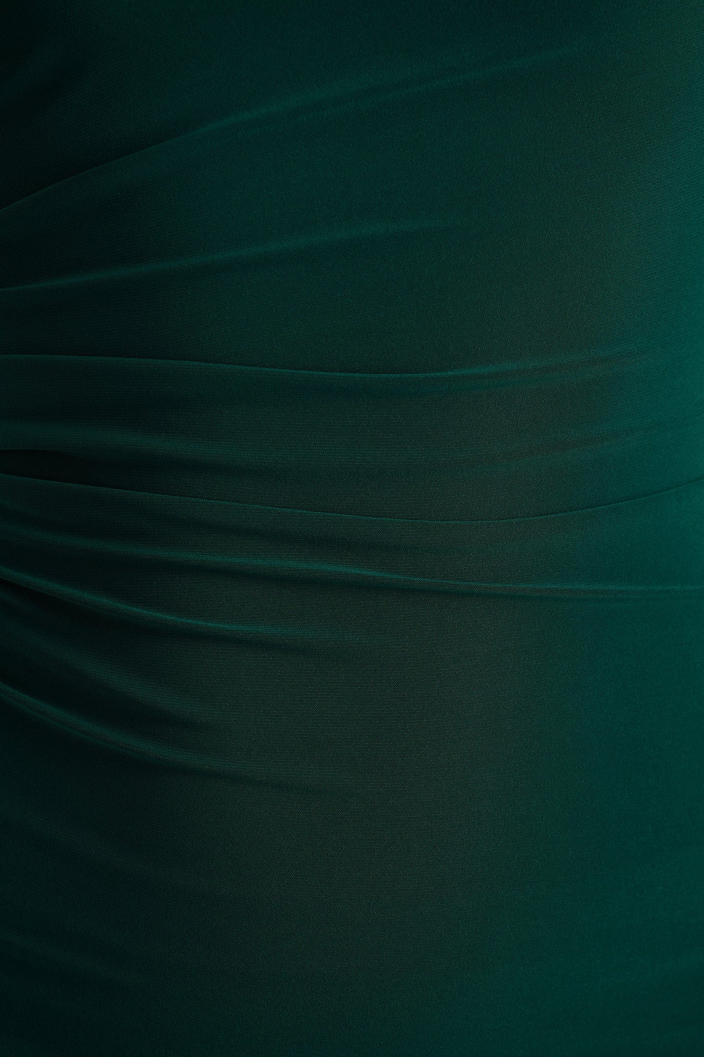 Eden |  Bottle Green High-Neck Maxi Dress With Ruched Detailing