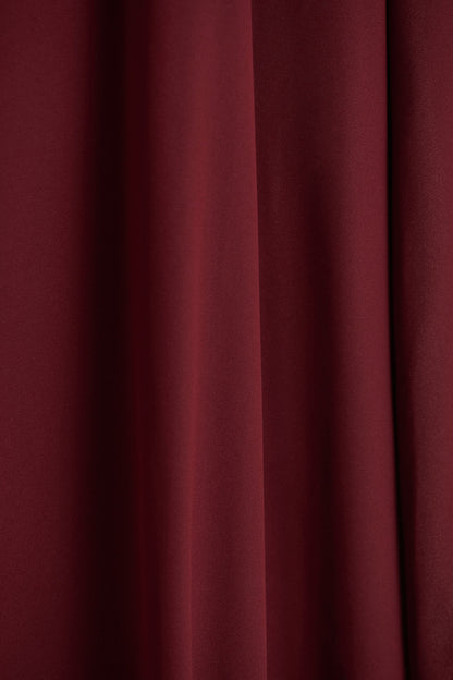 Pristina | Burgundy High-Neck Woven Maxi Dress With Cape Detail