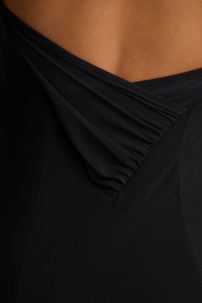 Gabbie | Black Cowl-Neck Maxi Dress With Mesh Back Detail