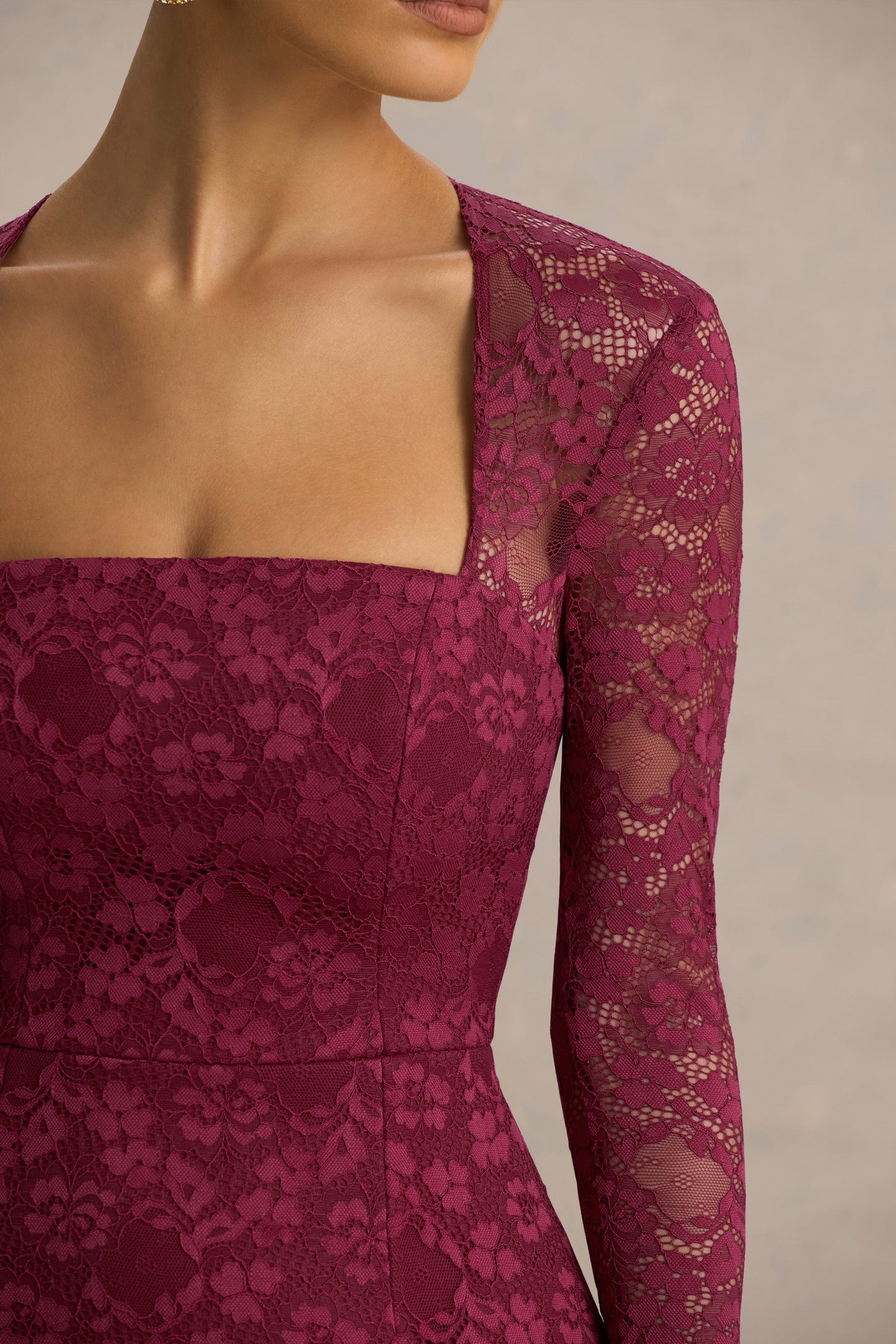 Bijou | Burgundy Lace Long-Sleeve Mini Dress