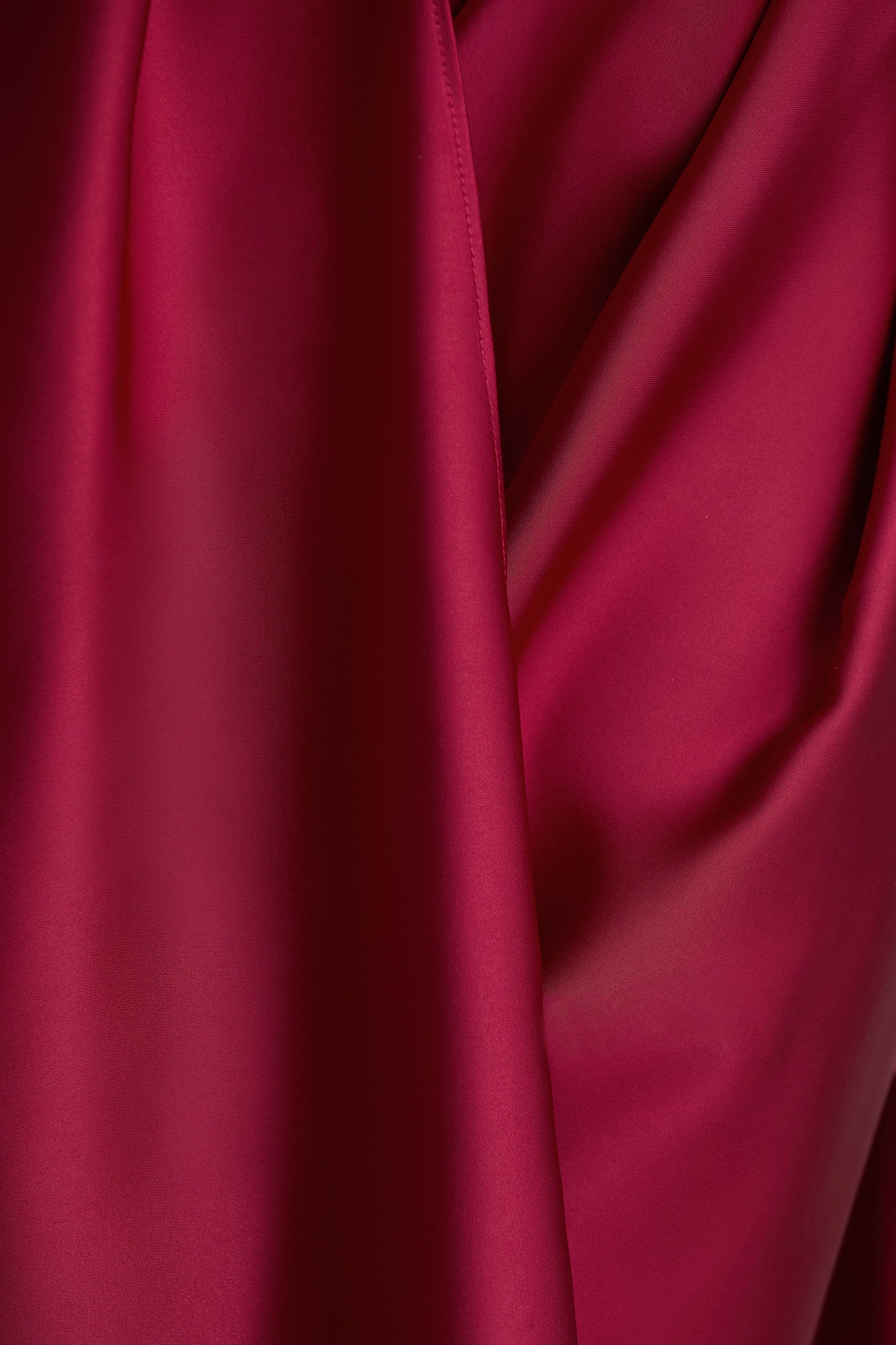 Lynette | Burgundy Satin Plunge-Neck Asymmetric Maxi Dress